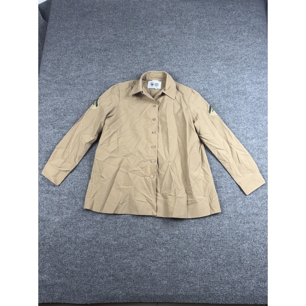USMC Marine Corps Maternity Shirt Womens Small Khaki Long Sleeve